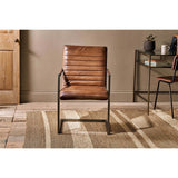 Wamma Leather Desk Chair - Dark Brown & Brushed Metal