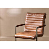 Wamma Leather Desk Chair - Dark Brown & Brushed Metal