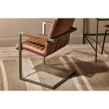 Wamma Leather Desk Chair - Dark Brown & Brushed Metal