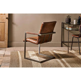 Wamma Leather Desk Chair - Dark Brown & Brushed Metal