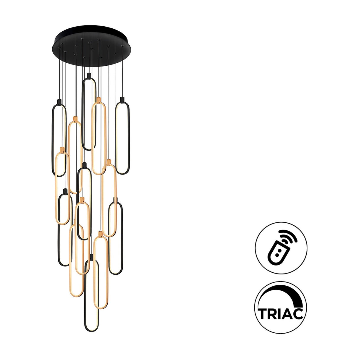 Colette 14 Light LED Chandelier - Rose Gold and Black