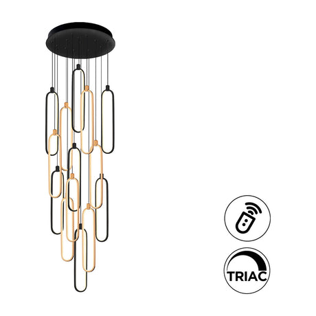 Colette 14 Light LED Chandelier - Rose Gold and Black