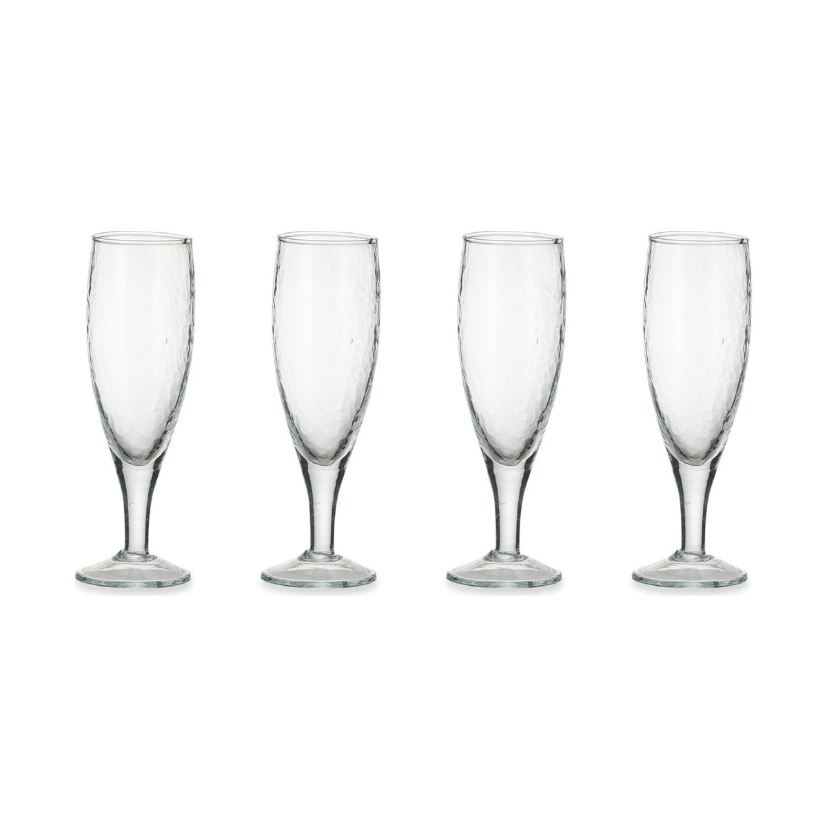 Yala Hammered Flute Champagne Glasses - Clear - Set of 4