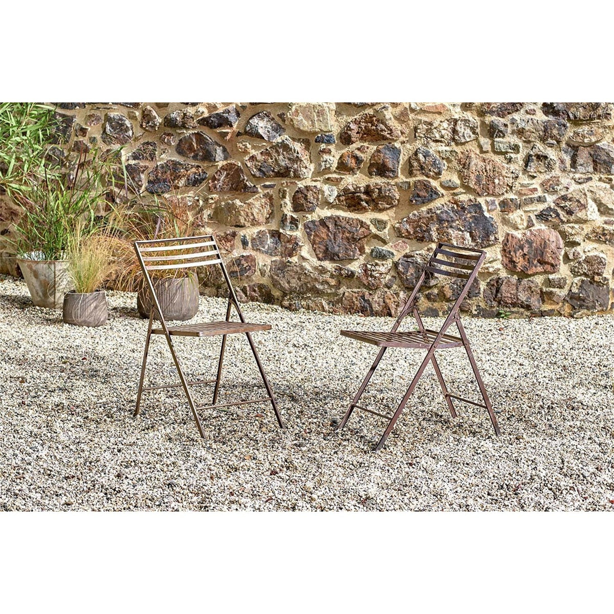 Yealme Iron Folding Bistro Garden Chair - Brown