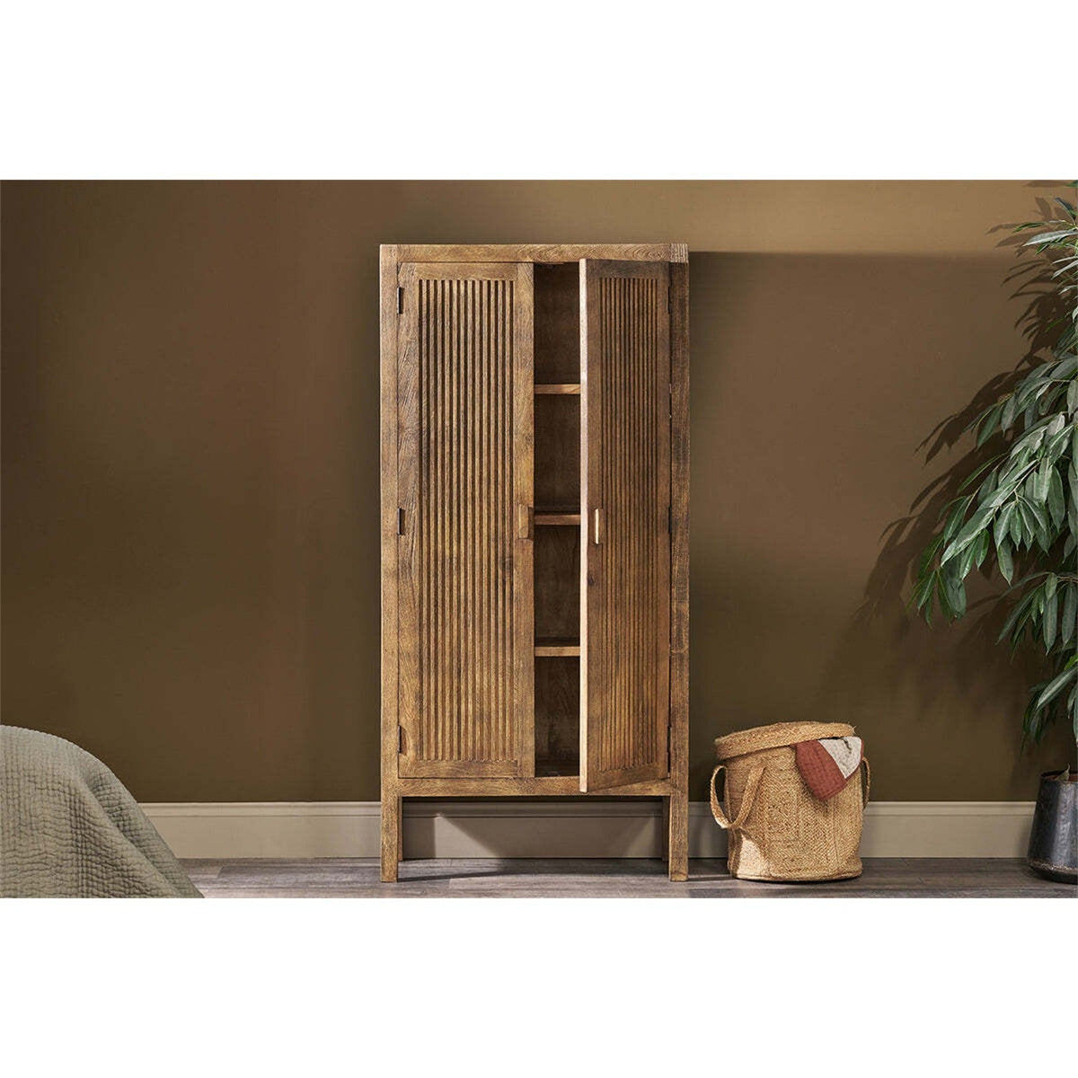 Yasha Reeded Mango Wood Cabinet - Natural