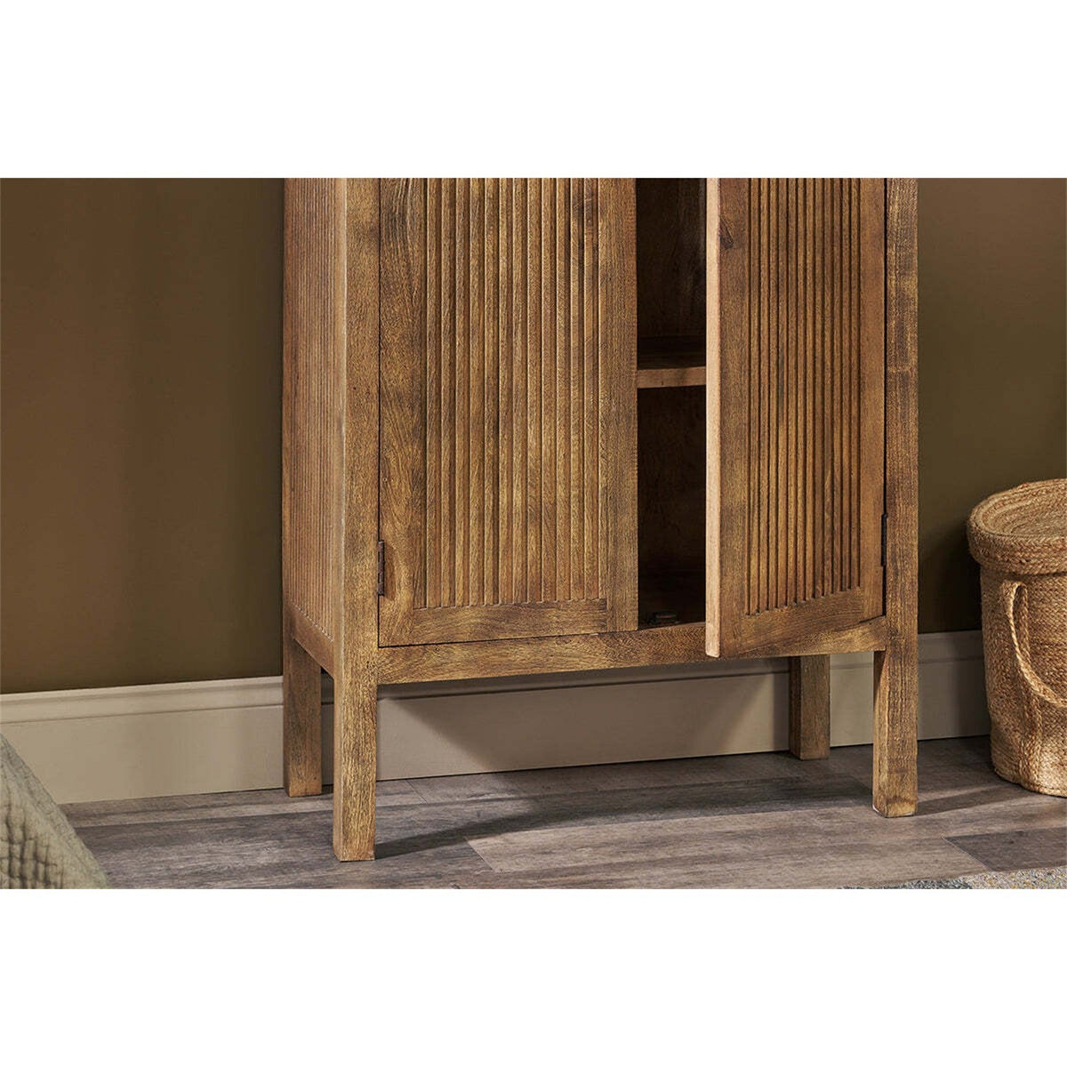 Yasha Reeded Mango Wood Cabinet - Natural