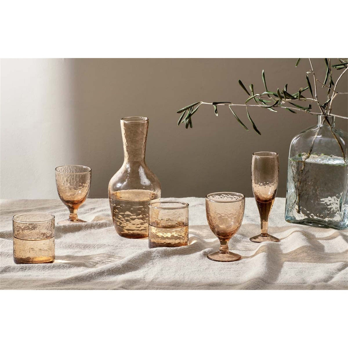 Yala Hammered Glass Jug - Dusty Terracotta