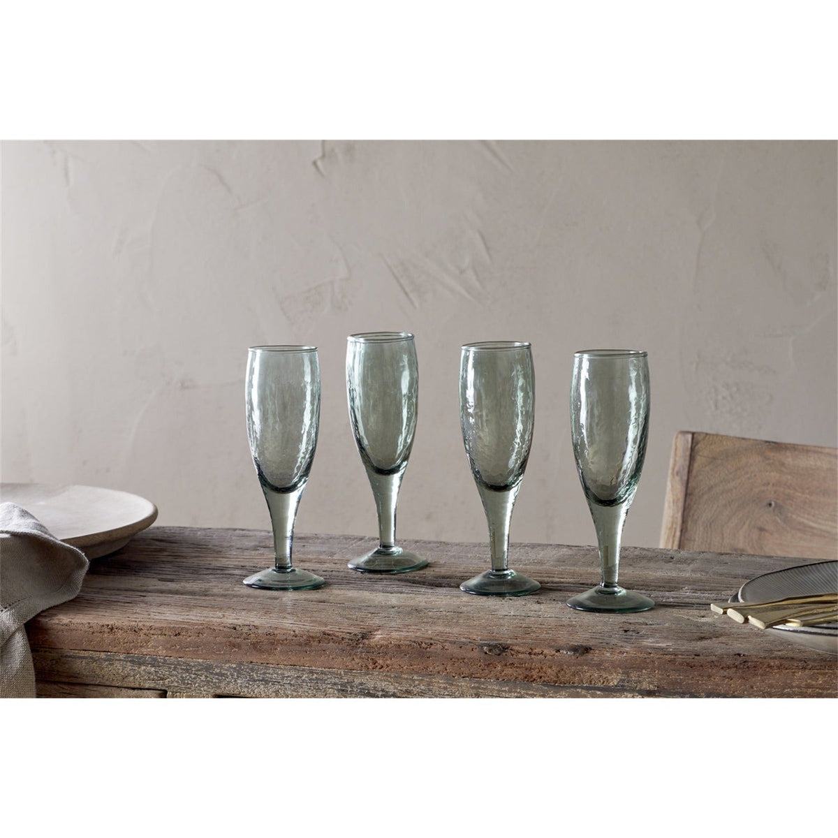 Yala Flute Champagne Glasses - Sage Green - Set of 4