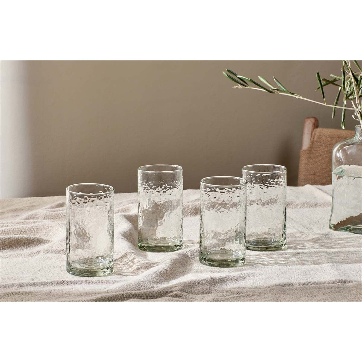 Yala Hammered Highball Tumblers - Clear - Set of 4