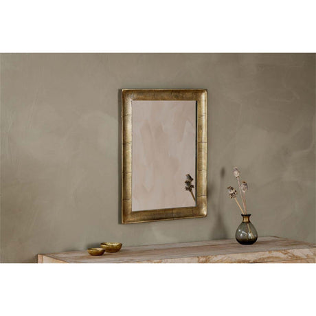 Yadur Small Rectangular Wall Mirror - Antique Brass