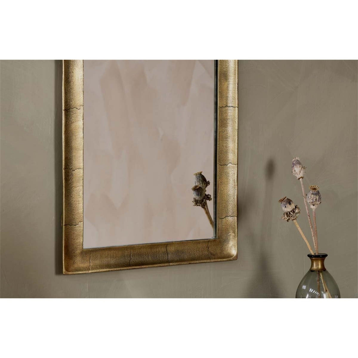 Yadur Small Rectangular Wall Mirror - Antique Brass