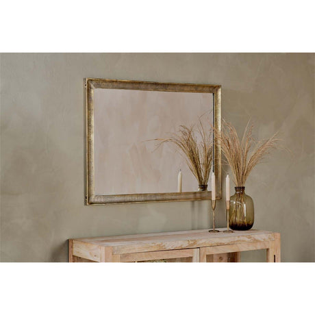 Yadur Large Rectangular Wall Mirror - Antique Brass
