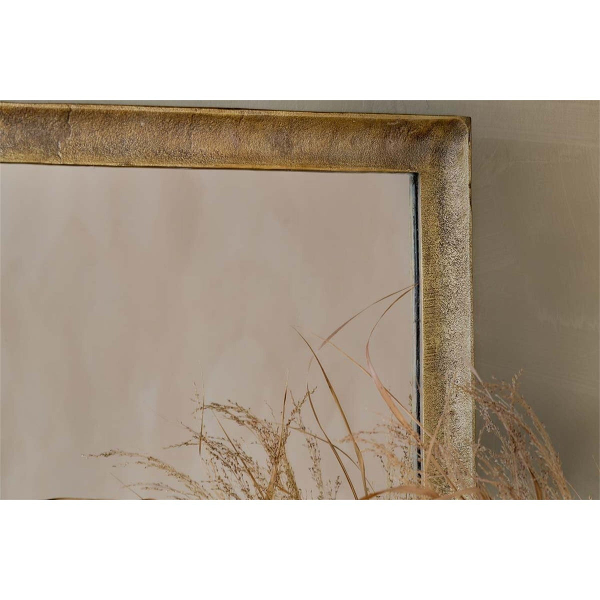 Yadur Large Rectangular Wall Mirror - Antique Brass