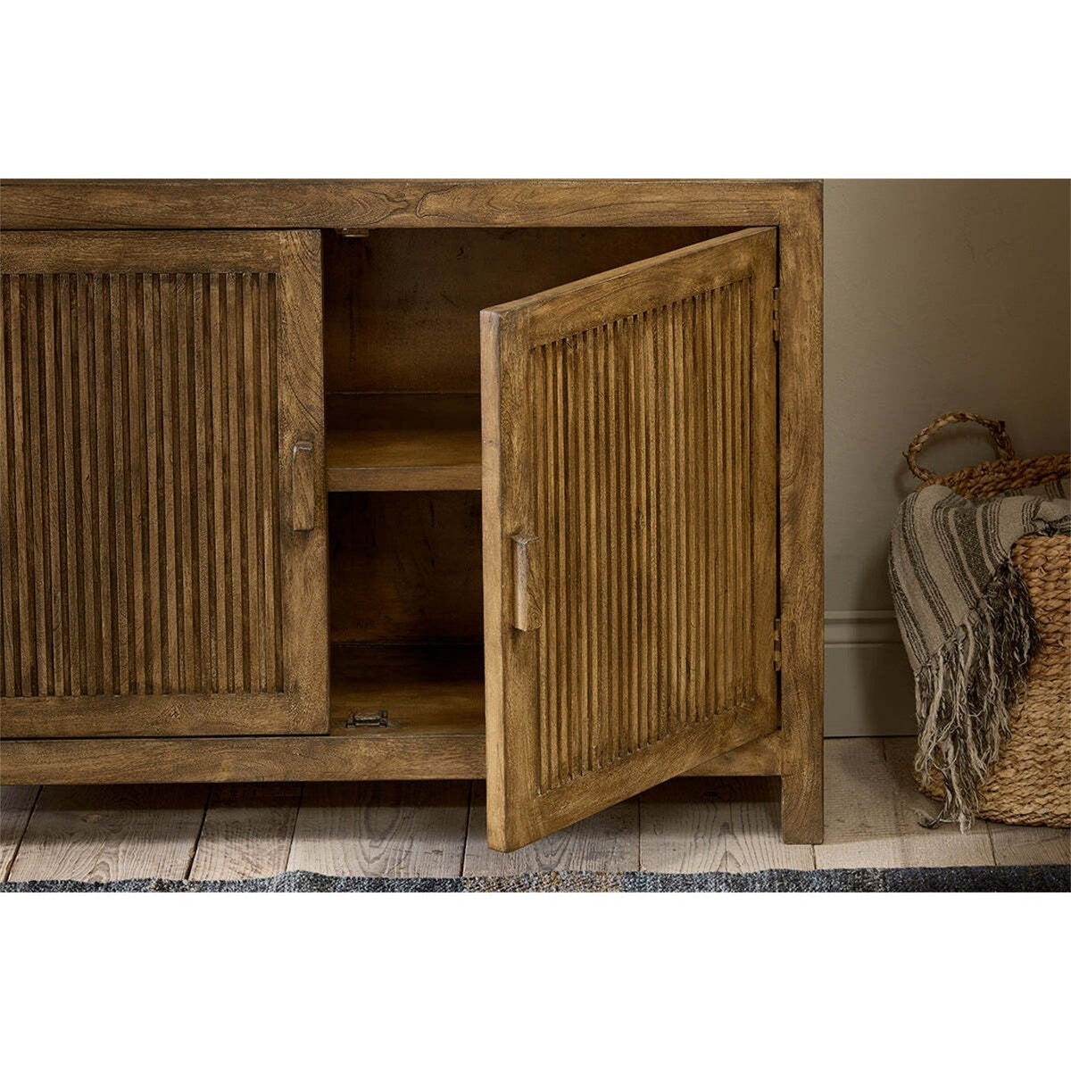 Yasha Reeded Mango Wood Sideboard - Natural