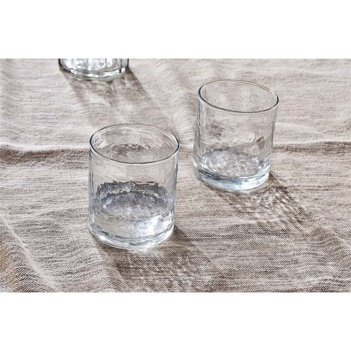 Yala Hammered Glass Tumblers - Clear - Set of 4
