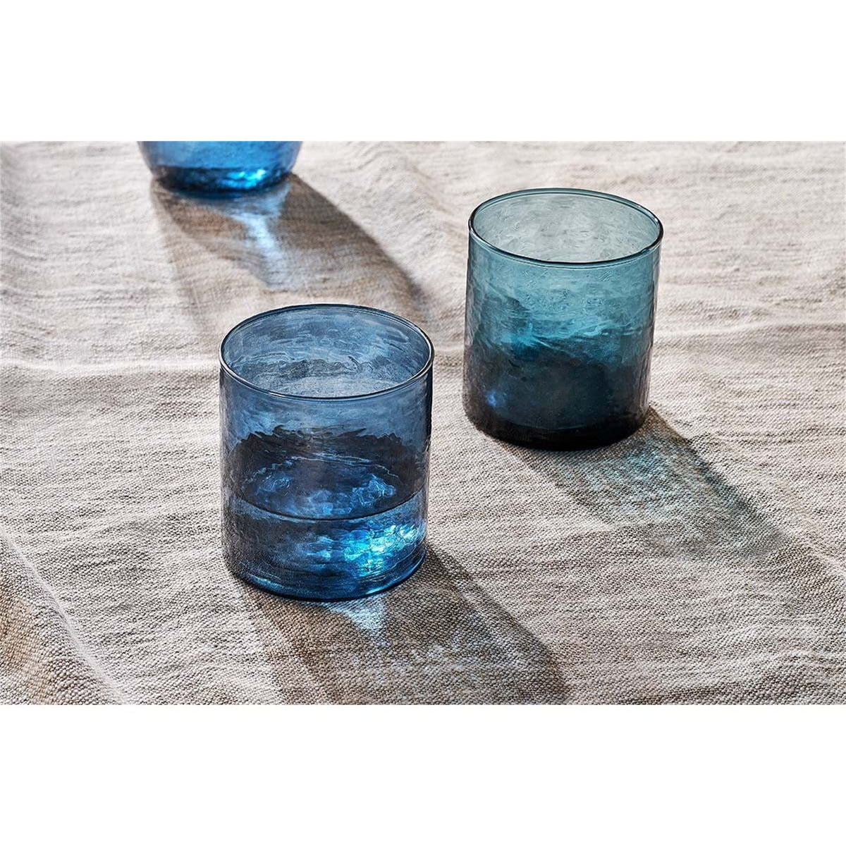 Yala Hammered Glass Tumblers - Indigo - Set of 4