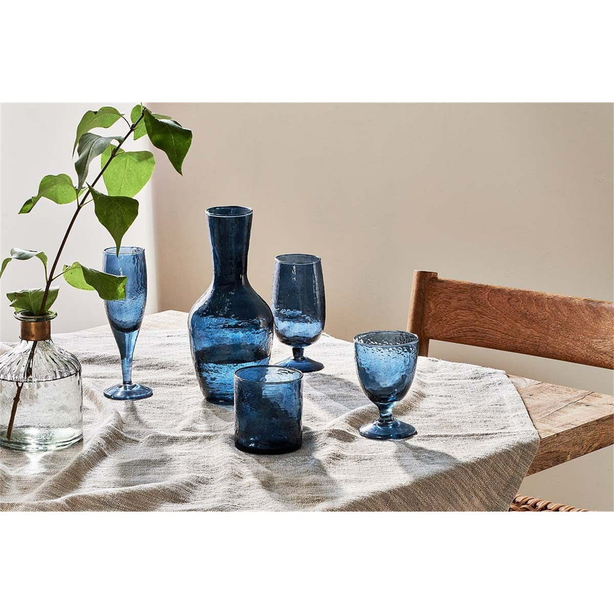 Yala Hammered Glass Tumblers - Indigo - Set of 4