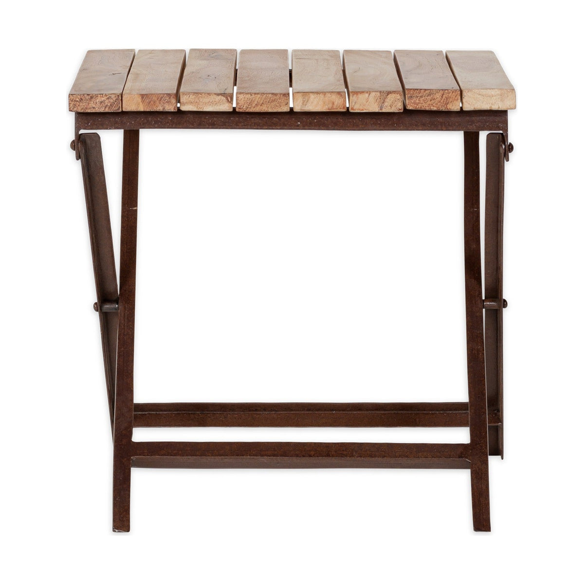 Yatin Outdoor Side Table - Natural, detail of the acacia