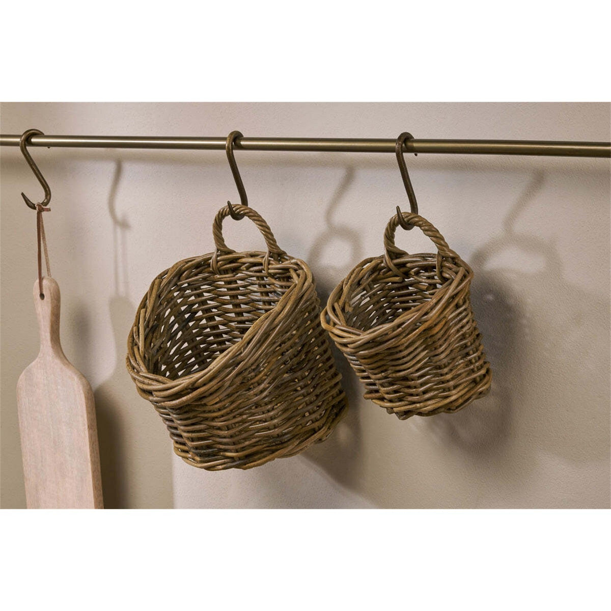 Zawar Rattan Hanging Baskets - Natural (Set of 2), styled view 2
