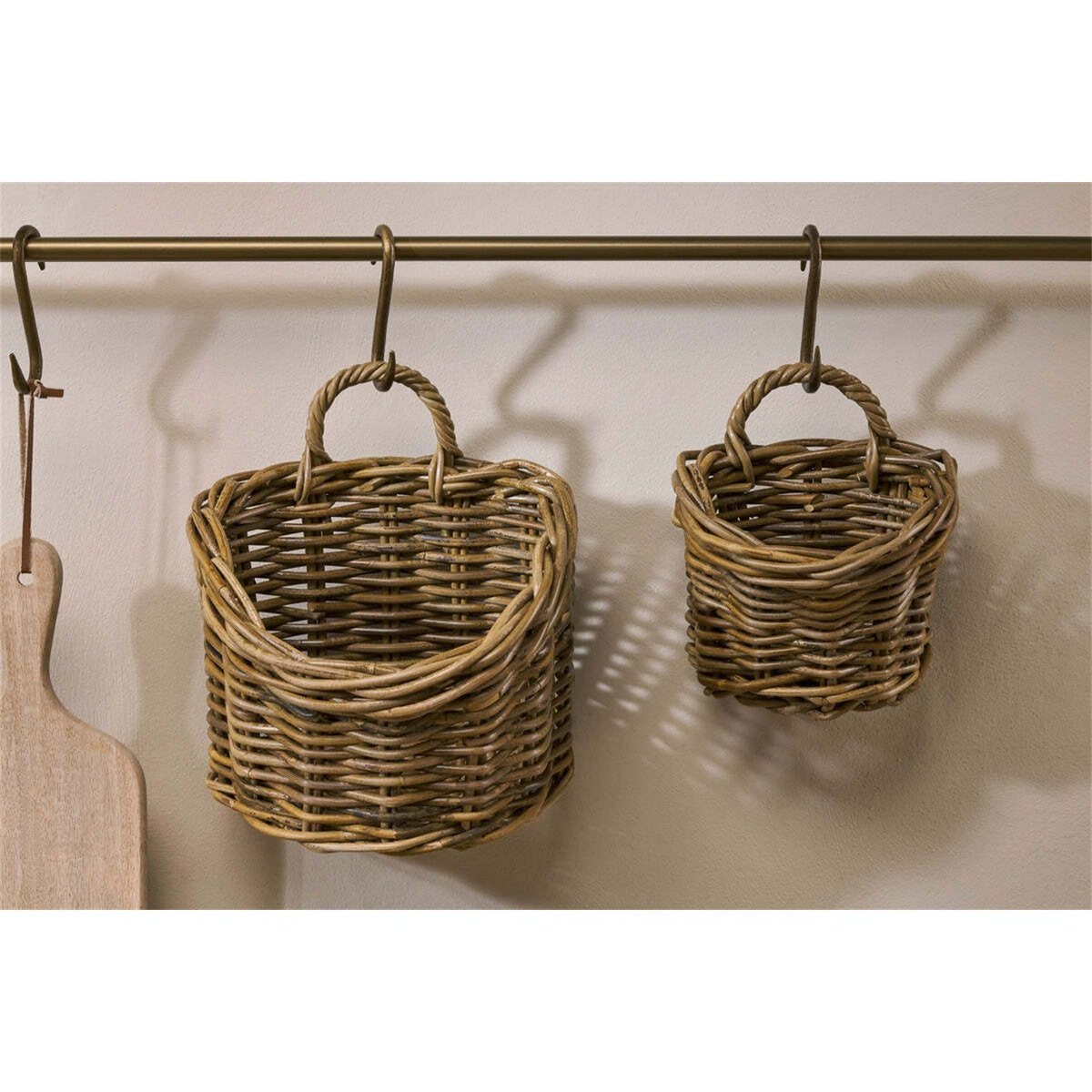 Zawar Rattan Hanging Baskets - Natural (Set of 2), styled view 4