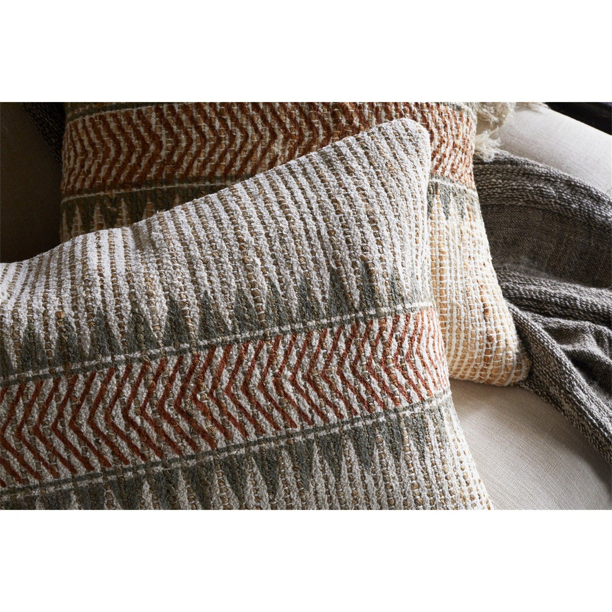 Zairya 60 x 40cm Jute Cushion Cover - Natural & Rust