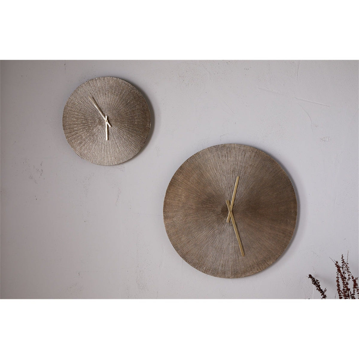 Zuwena Small Etched Wall Clock - Antique Brass