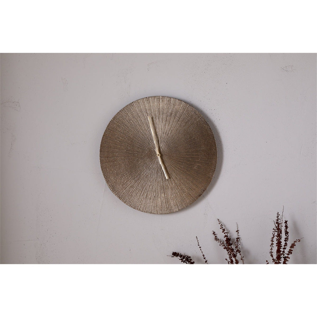 Zuwena Small Etched Wall Clock - Antique Brass