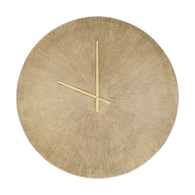 Zuwena Large Etched Wall Clock - Antique Brass