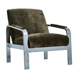 Zephy Accent Chair – Khaki Green with Chrome
