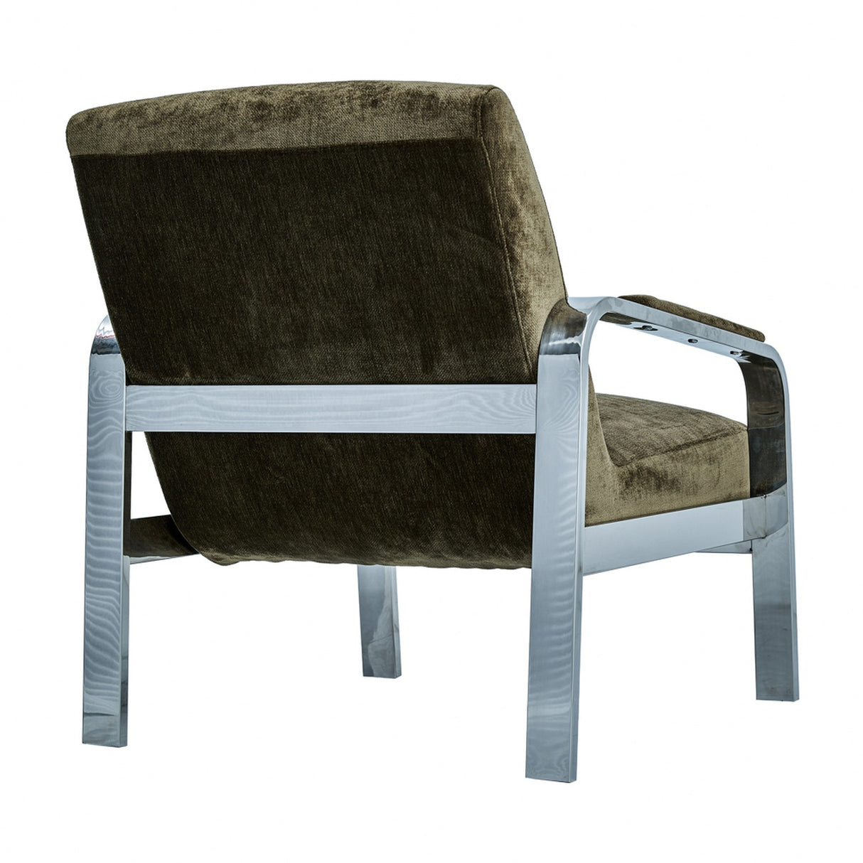 Zephy Accent Chair – Khaki Green with Chrome