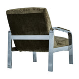 Zephy Accent Chair – Khaki Green with Chrome