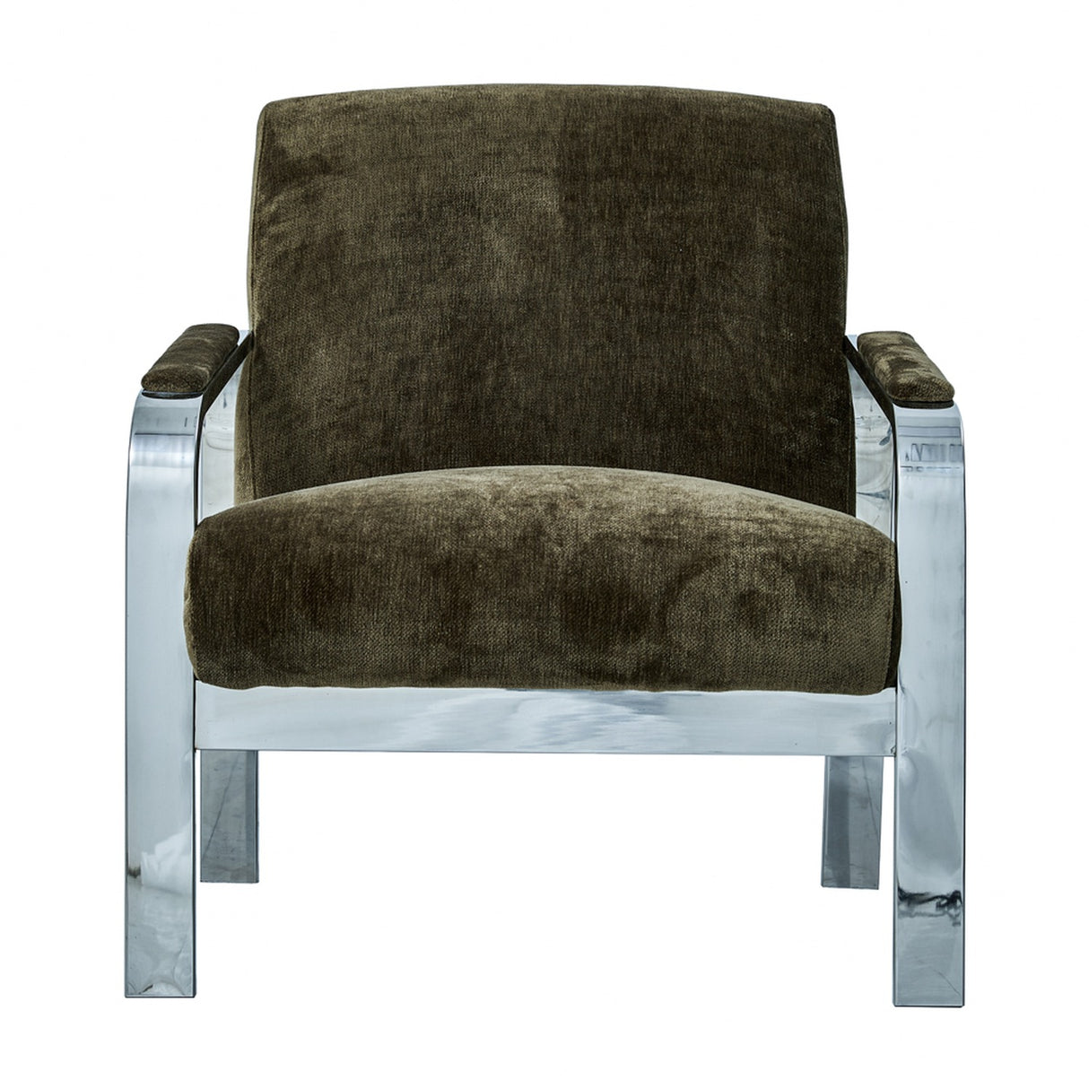 Zephy Accent Chair – Khaki Green with Chrome