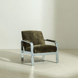 Zephy Accent Chair – Khaki Green with Chrome