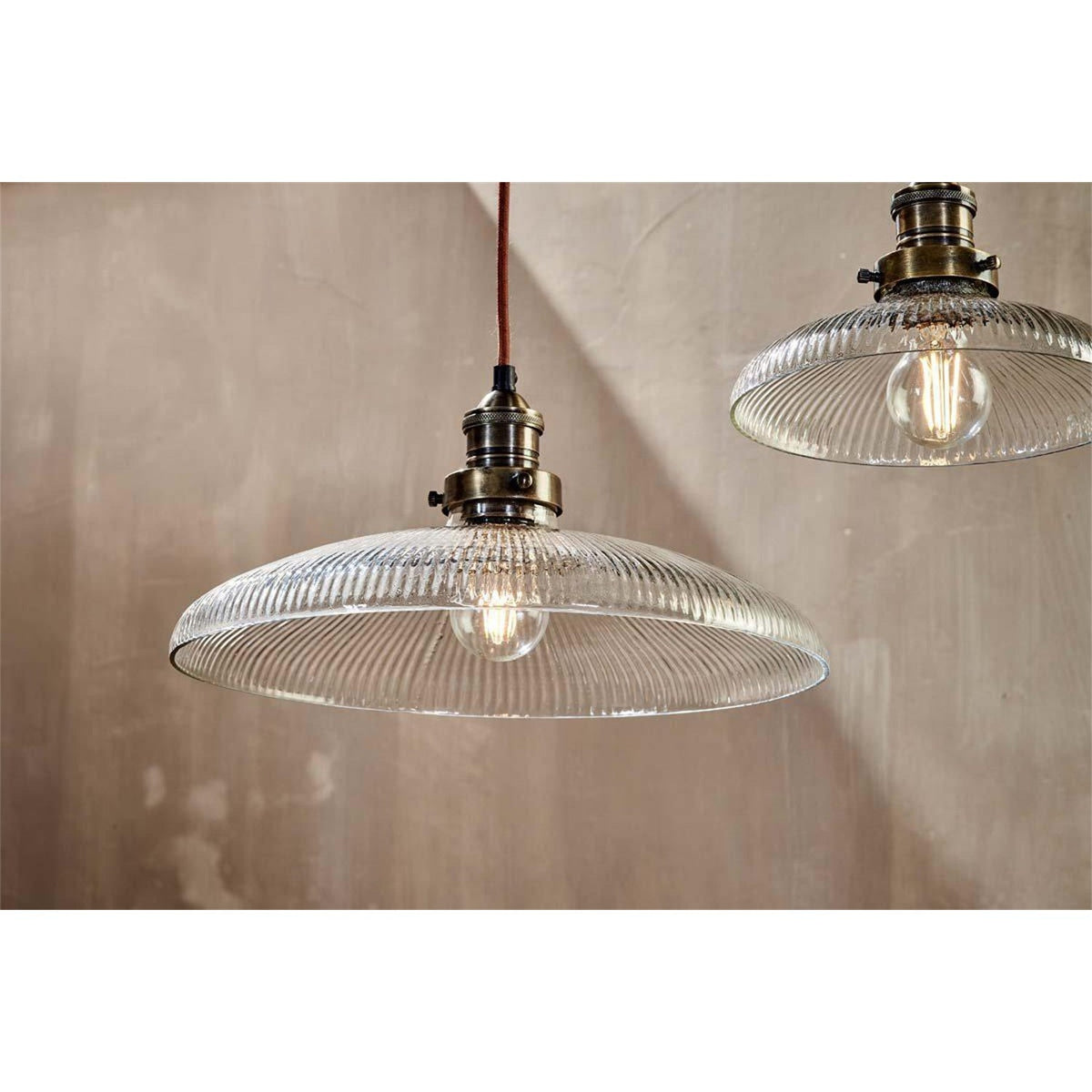 Zowie Large Glass Pendant Light - Antique Brass