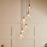 Ziva 6 Light Glass Cluster Pendant Light - Clear