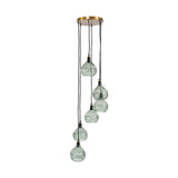 Ziva 6 Light Glass Cluster Pendant Light - Green Smoke