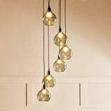 Ziva 6 Light Glass Cluster Pendant Light - Green Smoke