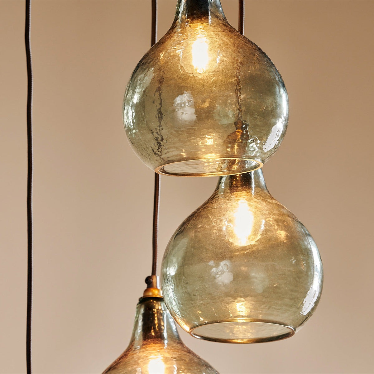 Ziva 6 Light Glass Cluster Pendant Light - Green Smoke