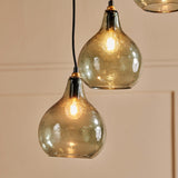 Ziva 6 Light Glass Cluster Pendant Light - Green Smoke