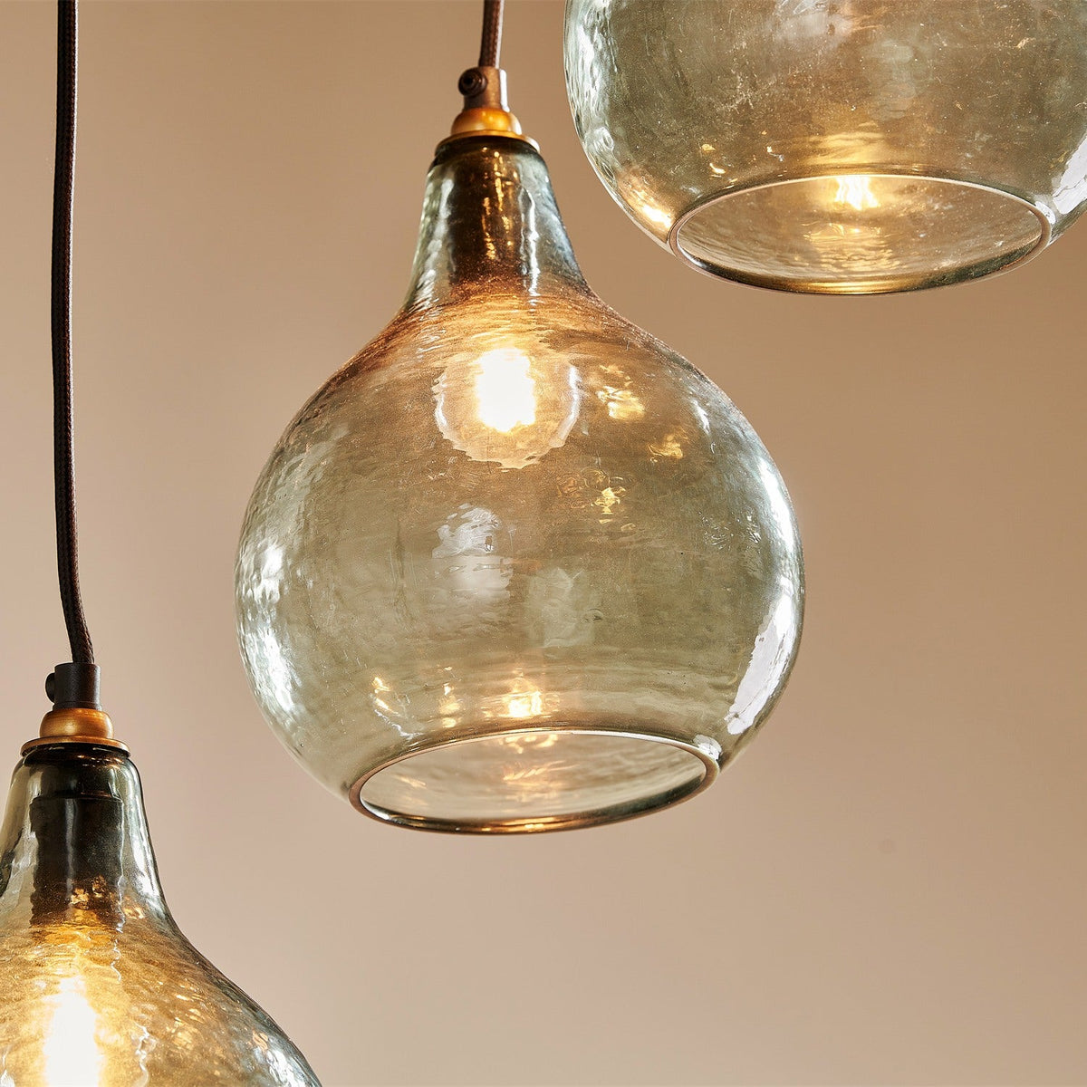 Ziva 6 Light Glass Cluster Pendant Light - Green Smoke