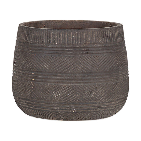 Zadie Etched Ceramic Planter - Grey - Set of 2