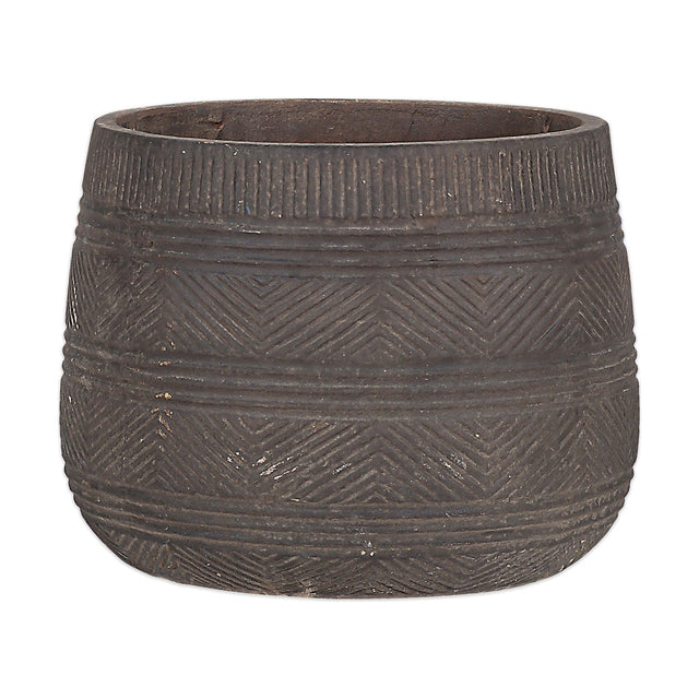 Zadie Etched Ceramic Planter - Grey - Set of 2