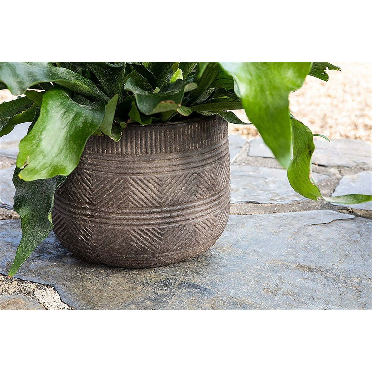 Zadie Etched Ceramic Planter - Grey - Set of 2