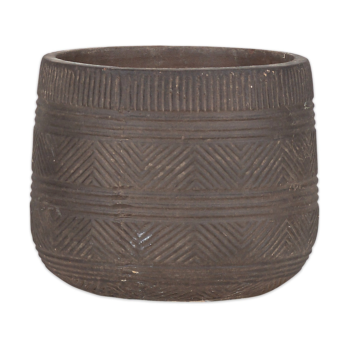 Zadie Etched Ceramic Planter - Grey - Set of 2