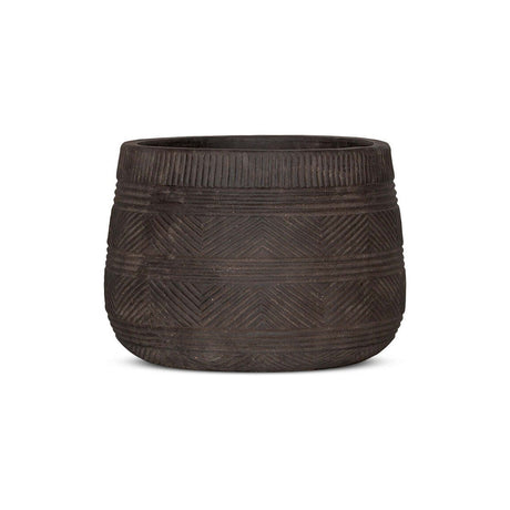 Zadie Large Etched Ceramic Planter - Grey