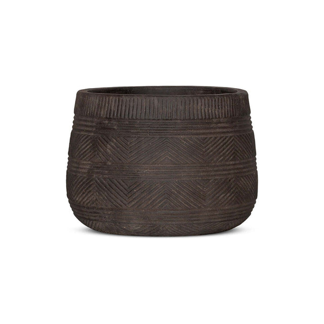 Zadie Large Etched Ceramic Planter - Grey