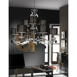 Acanto 84cm 9 Light Chandelier - Chrome With Black Shades