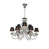 Acanto 84cm 9 Light Chandelier - Chrome With Black Shades