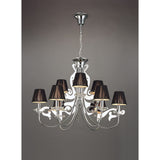 Acanto 84cm 9 Light Chandelier - Chrome With Black Shades