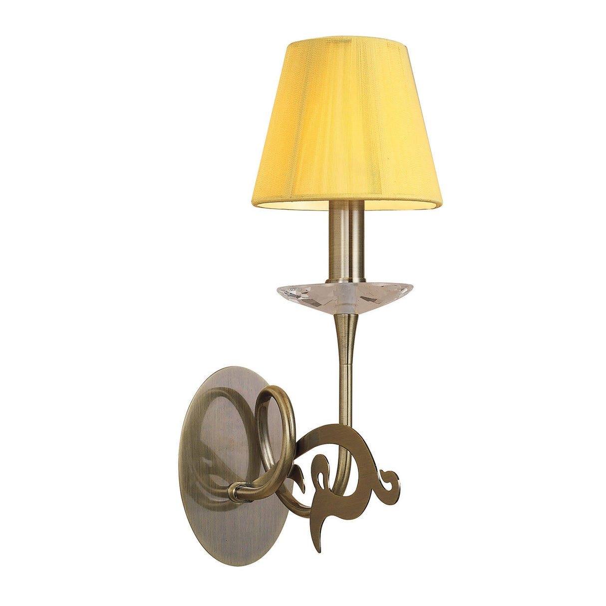 Acanto 1 Light Wall Lamp - Brass With Amber Cream Shade